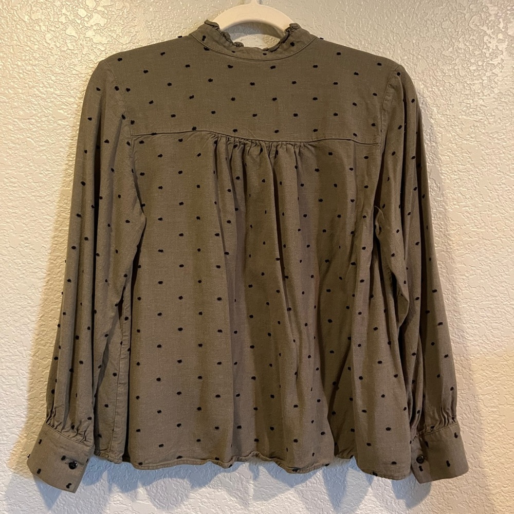 Zara Army Green Ruffled Top - Picture 3 of 5